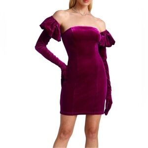 Avec Les Filles Purple Off-Shoulder Mini Dress
